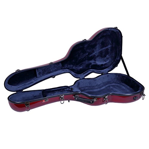 Image of Crossrock OM /000 Guitar Case, Compatible to 4 /4 Classical Guitar, Premium Fiberglass Shell Backpack Case in Red (CRF2000OMRD)