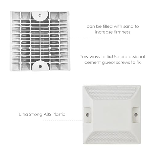 10 Stück Reflektierender Markierungsnagel, Parkplatz Markierung Gartenweg Treppen Gelb (weiß - 10 packen)