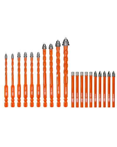 Foret sec diamanté BGTEC coffret 10 pièces de 5 à 12mm pour perçage carrelage et grès cérame