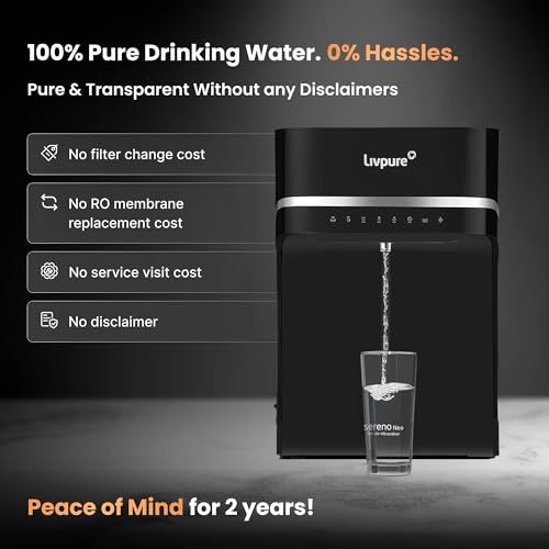 Image of Livpure Sereno Neo Water Purifier | 2 Year No Service Cost- Filters Included | Advance Filtration Stages | RO+UV+Mineral | 5.5 L Stainless Steel Tank