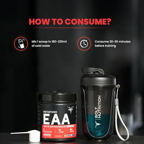 Image of Bolt EAA 300gm, 30 Servings|Nine Essential Amino Acid with BCAA 5000|EAA Supplement for Men & Women- Blueberry Blast