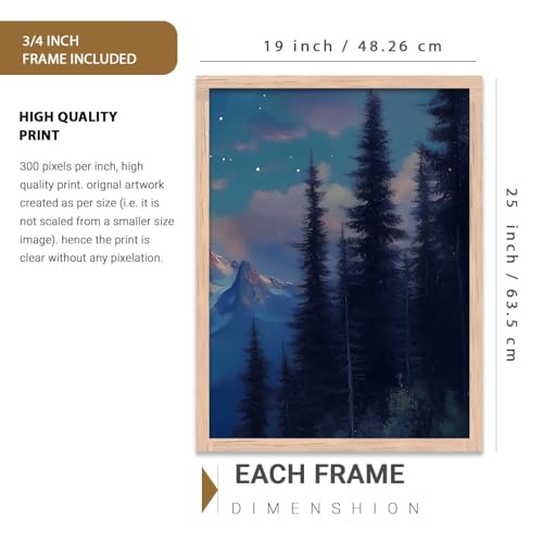 Image of kotart Big Aesthetic Mountains View Wall Art Paintings | Flowers Landscape Framed Painting | Vastu Frames for Living Room Bedroom Wall Decor Set Of 3 (19X25 inch)