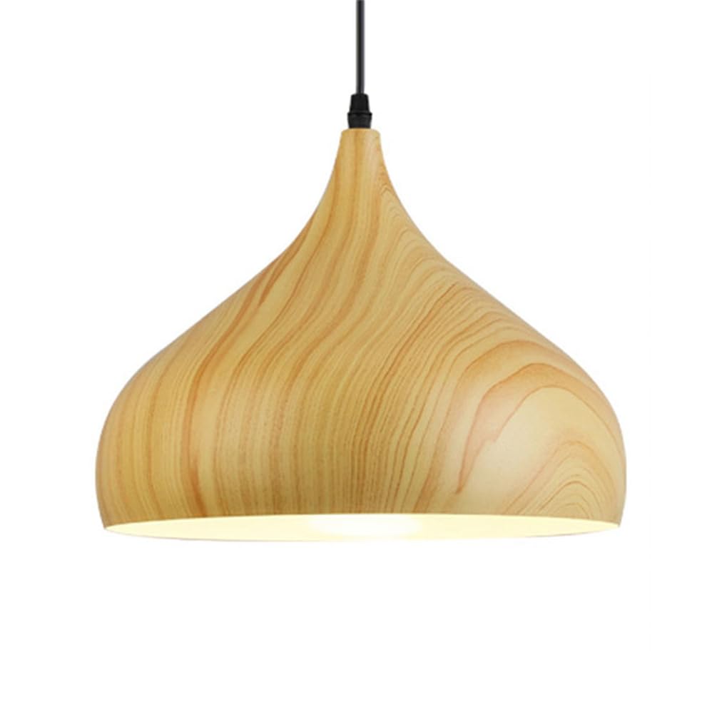THKSGIV Retro Japanese Metal Lampshade Pendant Light with Imitation Wood Grain 47.2in Cord Chandelier for Bedroom Hallway Café Restaurant Office Lighting Fixtures