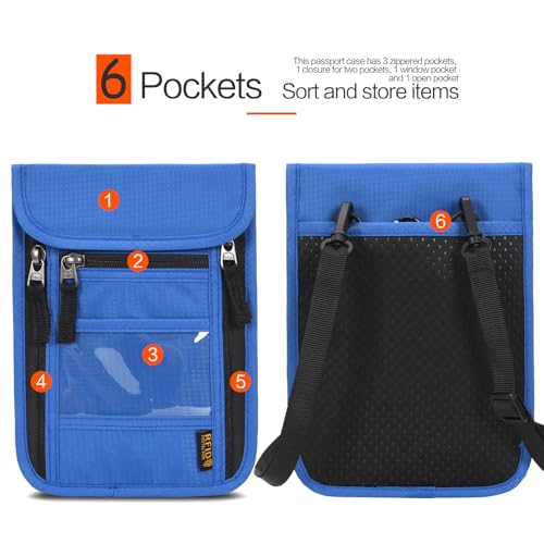 Image of Neck Wallet Lightweight RFID Blocking Waterproof Travel Pouch Passport Wallets for Women Men