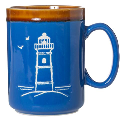 Taza de cerámica azul con diseño lighthouse miniatura 1