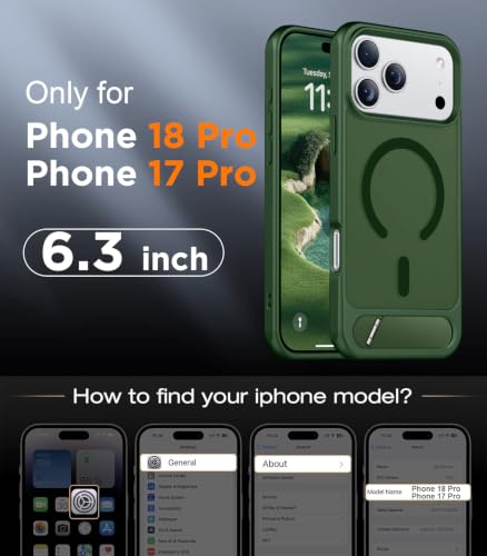Image of Temdan Designed for Phone 18 Pro /17 Pro Case, [Built-in Invisible Kickstand][Compatible with MagSafe][Military Grade Shockproof] Slim Translucent Matte Phone Case for Phone 18 Pro /17 Pro 6.3 inch