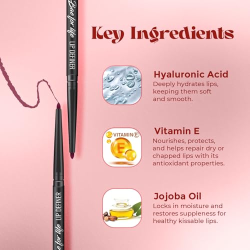 Image of JAQULINE USA Bae For Life Lip Definer lipliner | Long Lasting Lip Liner Pencil | Waterproof | Smudge Proof | Matte Finish | Paraben Free | Vegan & Cruelty Free Lipliner | Mulberry Mood 03, 0.3g