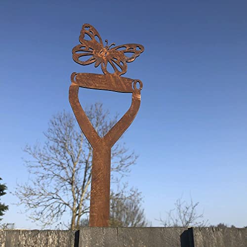 RUSTIC WAREHOUSE NORFOLK LIMITED Rusty Metal Butterfly On A Spade Garden Decoration, Garden Feature, Garden Ornament, Gardening Gift - Image 4