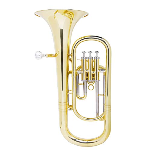 image for Mendini by Cecilio Euphonium, Lacquer Brass B Flat Euphonium with Tune