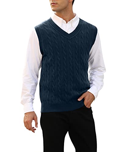 MNCEGEER Mens Knitwear Vest Sleeveless Casual V Neck Slim Fit Pullover Knitted Sweater