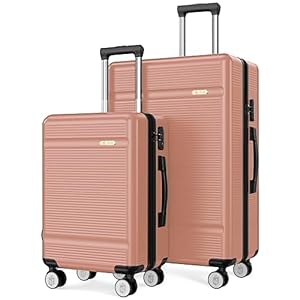 Zitahli Luggage Sets, Expandable Suitcase Set 2 Piece Luggage Set, Hardside Luggage with TSA Lock Spinner Wheels YKK zippers, 20in 28in (Sakura Pink)