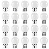 HUAMu Ampoules à baïonnette B22 - Paquet de 20 ampoule LED feston 2W(équivalent 20W),ampoule à économie d'énergie Golfball,ampoules BC Party Small/mini，blanc chaud