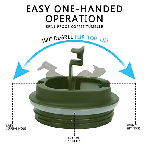 CS COSDDI Thermische reisbeker, geïsoleerde koffiebeker met lekvrij deksel, herbruikbare koffiebeker voor onderweg, voor in de auto, roestvrijstalen thermische beker voor warme en koude dranken, koffie, water en thee, 380 ml (groen-A) - Image 6