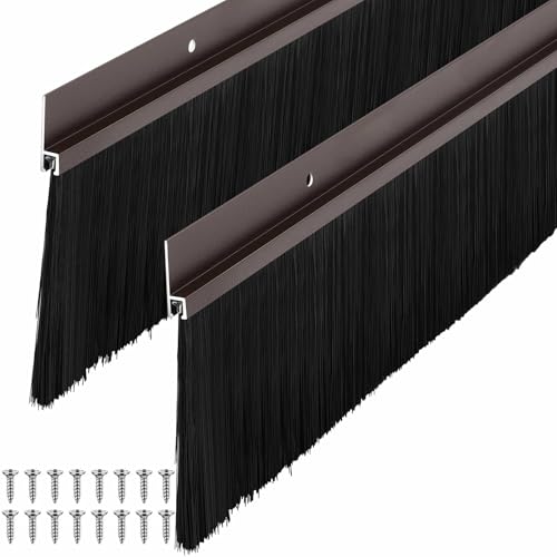 Door Sweep Brush Aluminum, 4 x 39.3 Inch, Brown, 4 Set