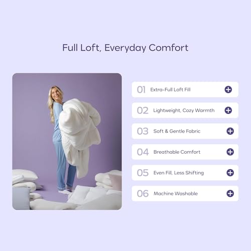 Image of Mellow Marshmellow Comforter, Oeko-TEX Fabric (Sand, Full /Queen) | Extra Fluffy Double-Stuffed Down Alternative Duvet Insert, All-Season Temperature Balancing, Box Stitch, Twin / Twin XL)