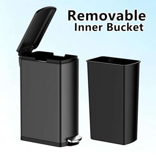 Caneca de basura delgada Takywep 8 gal con tapa suave negra miniatura 6