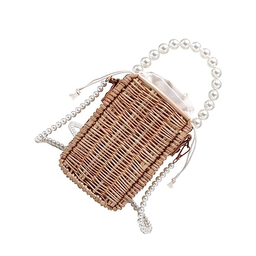 Paquet à bandoulière femme grande ouverture en paille khaki élégant