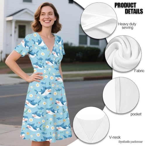 Image of Women's Summer Dresses Short Sleeve Formal Dresses with Pockets | Lightweight polyester fabric delivers cool airflow during hot summer outdoor activities