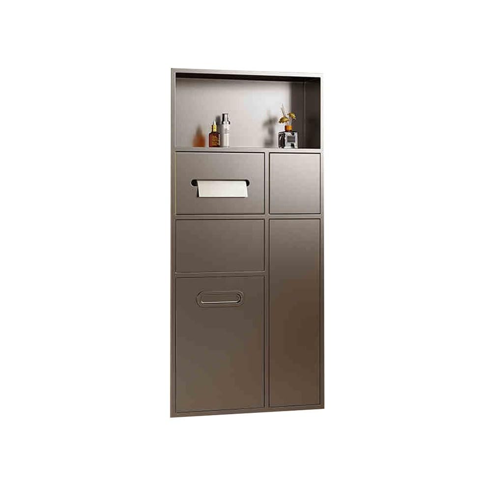 pujindu Bathroom Wall Niche Recessed Stainless Steel Storage Shower Shelf No Tile Needed Watertight Organizer Caddy for Bathroom