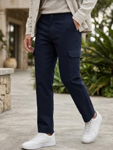 Image of Urbano Fashion Men's Khaki Regular Fit Solid Cargo Chino Pant with 6 Pockets