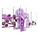 100% Hand-painted Wood Framed Purple Flowers Water Side Home Decoration Abstract Floral Oil Painting on Canvas 5pcs/set