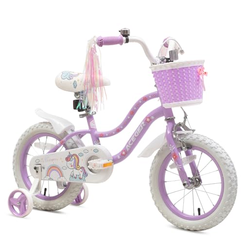 Image of Princess Style Girls Bike with Basket for 2-13 Years Old Kids and Toddlers, 12 14 16 18 Inch Bicycle for Children with Training Wheels and Streamers, 20 Inch with Kickstand, Multiple Colors