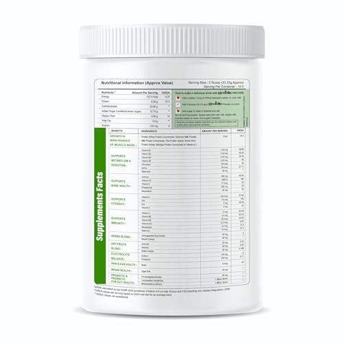 Image of kidvediks Kids Nutrition Drink Mix for 2-6 Years Pack of 3 ( 350g Each) -5 Premium Protein sources+23Vitamins& Minerals ,DHA, Moringa, calcium,zinc| No Refined Sugar, Artificial Flavours or Preservatives|