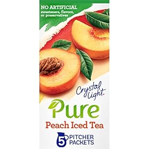 Crystal Light Pure Peach Iced Tea Naturally Flavored Powdered Drink Mix 2.28 oz/pouch (5 Count Pitcher Packets) (Package may vary)
