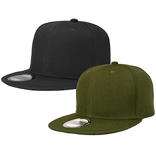 Image of Classic Snapback Hat Cap Hip Hop Style Flat Bill Blank Solid Color Adjustable Size