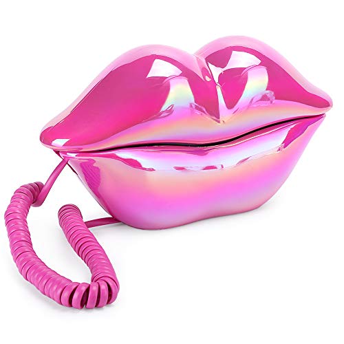 Funny Lip Telephone, with Number Storage Function, Rose Red Landline Telephone Home Desktop Corded Fixed Telephone for Home Office Phones Home Decoration, Gifts for Kids Seniors Adults Friends