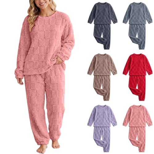 dyiozbga Warm Pajamas for Women Set Fuzzy Comfy Winter Loungewear Pink L - image 1
