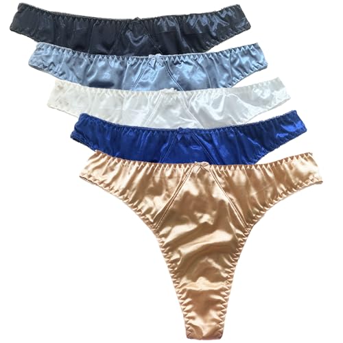 Queen Star Lot de 5 strings en satin pour femme (couleur 1), Couleur 1, M