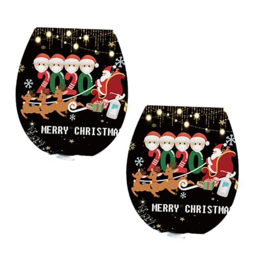 Alipis Cartoon Christmas Stickers 2pcs Wall Decals Self-Adhesive for Toilet Window Xmas Decor
