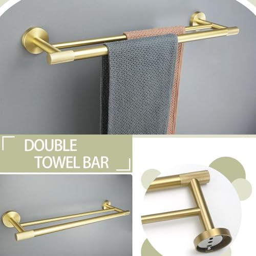 Double porte-serviettes or brossé pour éliminer le désordre - 4