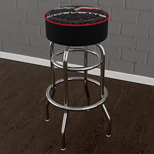 Trademark Gameroom Bar Stool - Corvette C6 Black Stool With Foam Padded Seat - Swivel Chair For Game Room, Garage, Or Home Bar #TOP3