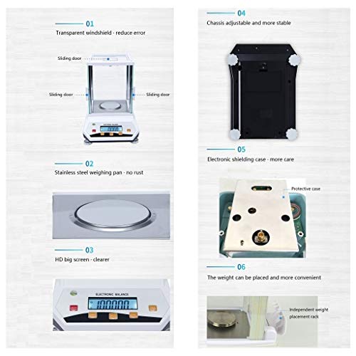 Báscula electrónica de precisión 500g 0.001g blanco miniatura 7