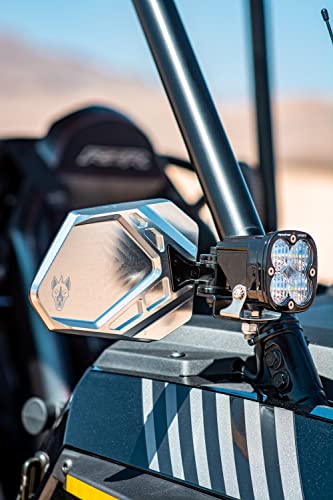 Image of CUERO PRO SILVER 2.0 inch - Side Mirrors for UTV Set - UTV Mirror Set Includes 2 Mirrors - Compatible with Bar Size of 2.0 inch - RZR Rear View Mirror Built to Go Off-Road
