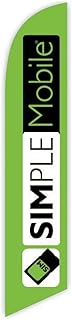 Advertising Feather Flag 12ft for Simple Mobile (Green) - Replacement Flag Only (without Poleset)