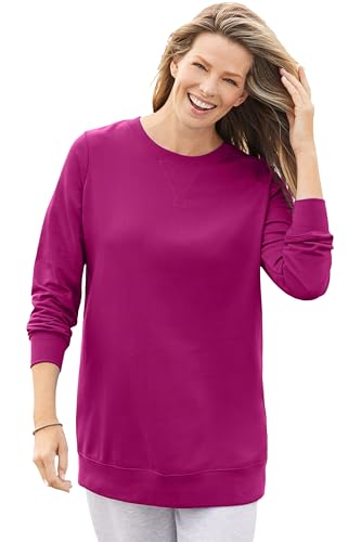 Image of Woman Within Plus Size Fleece Sweatshirt - 5X, Raspberry