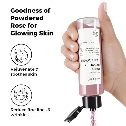 Image of Brillare Rose Powder Face Wash for Younger Looking Skin With Sandalwood & Coconut, Anti-Ageing Face Wash Reduces Wrinkles & Fine Lines | Face Wash for Women & Men