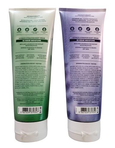 Bath & Body Works Aromatherapy Eucalyptus Spearmint and Lavender Vanilla Ultimate Hydration Body Cream 8 Ounces Pack of 2 image 5