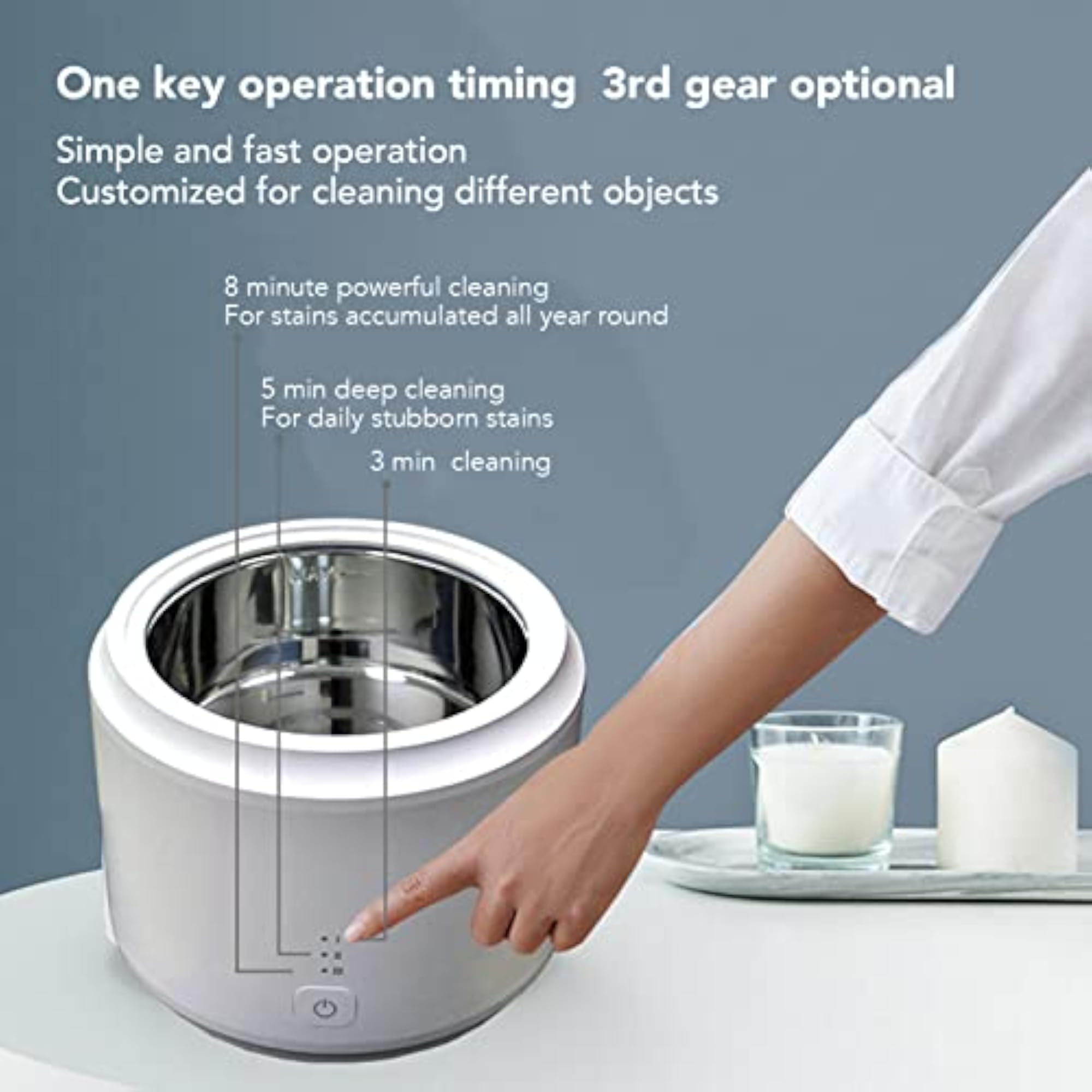 Ultrasonic Cleaning Machine, Low Noise 480ml Cleaner
