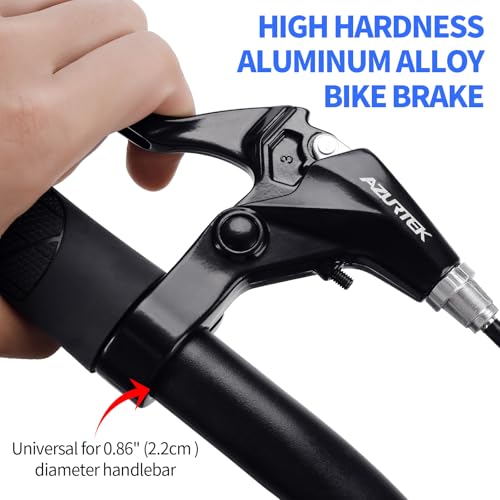 RUJOI Bike Brake Lever Set, 1 Pair Aluminum Alloy Levers with 2 Sets Brake Cable & Housing, Fits 22.2 mm (7/8") Handlebars, for MTB/Road/Folding Bikes.