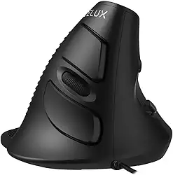 DeLUX Mouse Ergonômico Vertical com Fio, 6 Btões Programáveis, 4200DPI, Clique Silencioso, Descanso Removível para as Mãos, Reduz a Dor no Pulso e o Túnel do carpo (M618XU-Preto)