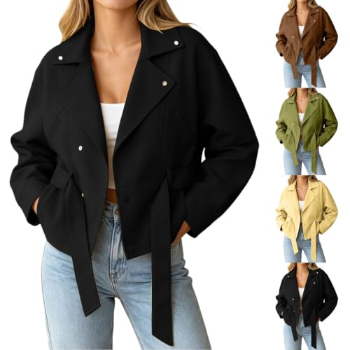 Houjibfa Fall Coats For Women Cropped Winter Coat Long Sleeve Short Jackets - image 1