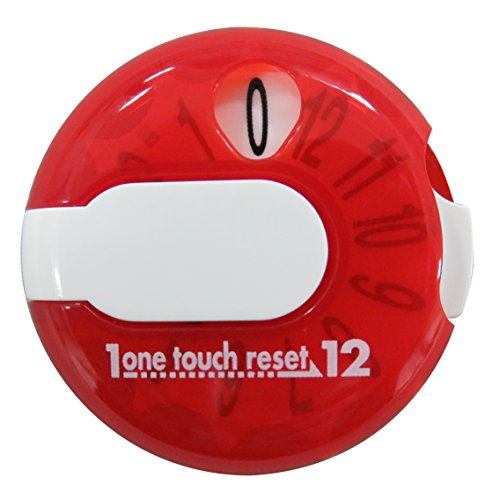 Daiya One Touch Reset - Cuentagolpes de golf con pinza para fijar en guante rojo rojo