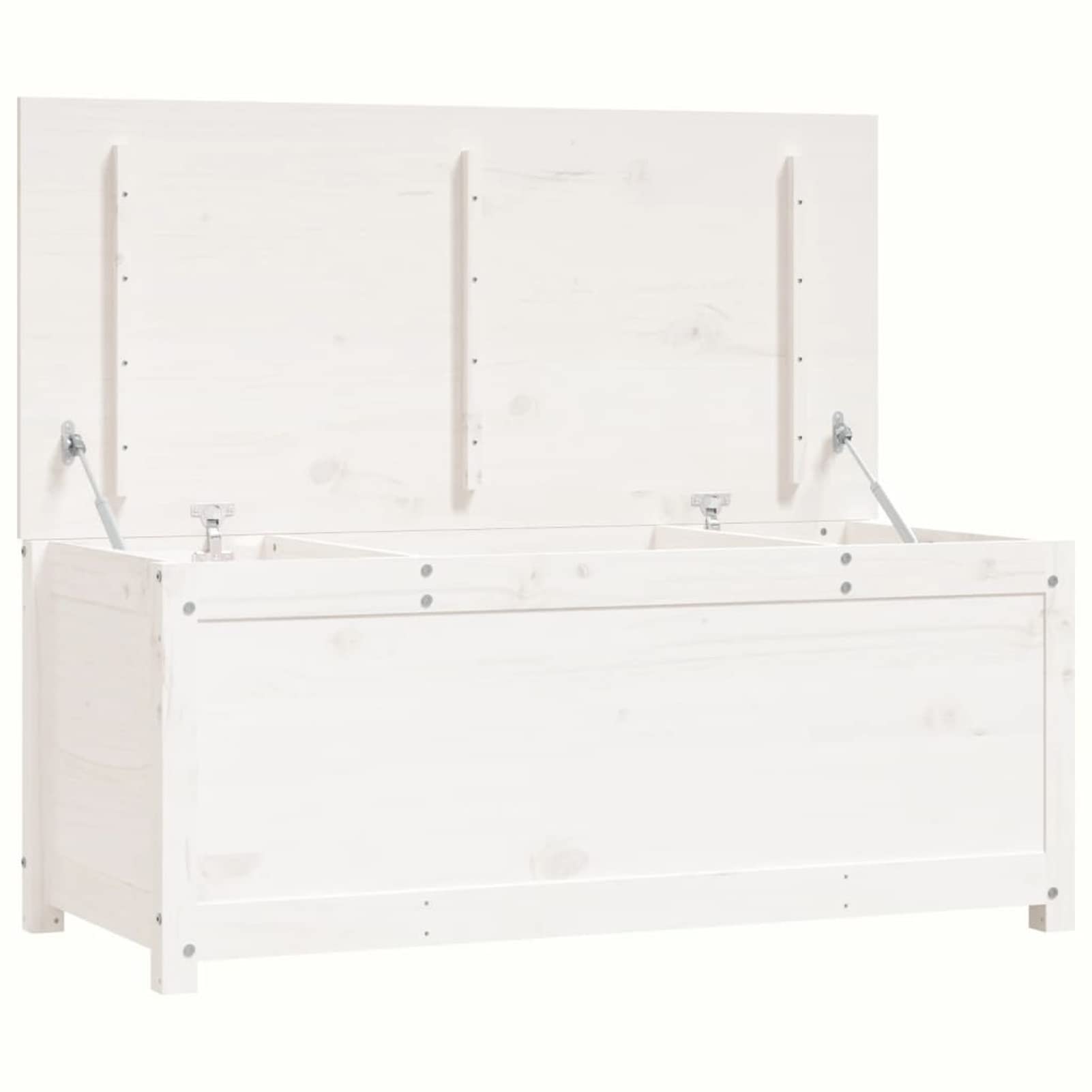 Boîte à jouets en pin blanc 110x50 cm, grand coffre de rangement multifonction maison et bureau