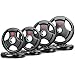 Gikpal Olympic Weight Plates, 2-Inch Three-Grip Rubber Coated Barbell Plates with Steel Hub, Cast Iron Weights for Strength Training & Home Gym, Pair or Sets (2.5–45LB)