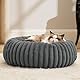 BEDSURE Katzenbett orthopädisches Katzen Bettchen - 51x51x15cm rundes Katzensofa mit waschbarem & abnehmbarem Cord-Fleece-Bezug, rutschfeste Unterseite, dunkelgrau
