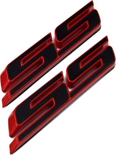 Image of 2Pcs Slant SS Emblems Side Car Badge Decal Compatible with Chevy Camaro Impala Malibu Holden 2010-2026 (Red Black)